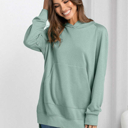 Women's fashion hooded pullover solid color sweater