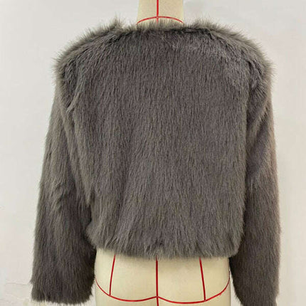 Women's faux fur cropped jacket - Très Elite