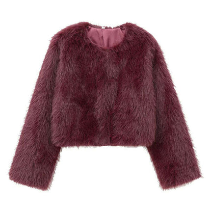 Women's faux fur cropped jacket - Très Elite