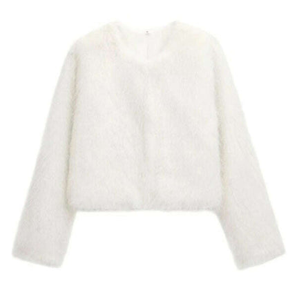 Women's faux fur cropped jacket - Très Elite