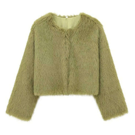 Women's faux fur cropped jacket - Très Elite