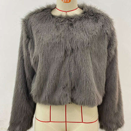 Women's faux fur cropped jacket - Très Elite