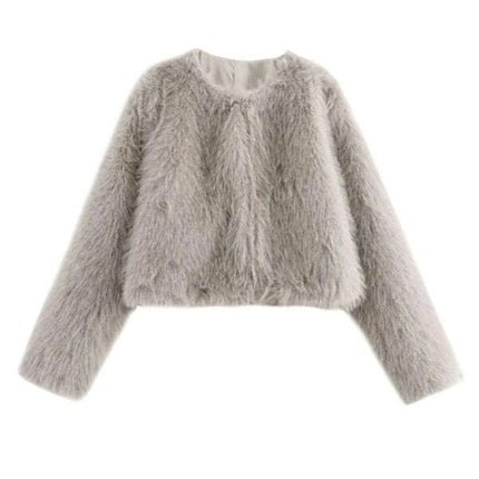 Women's faux fur cropped jacket - Très Elite