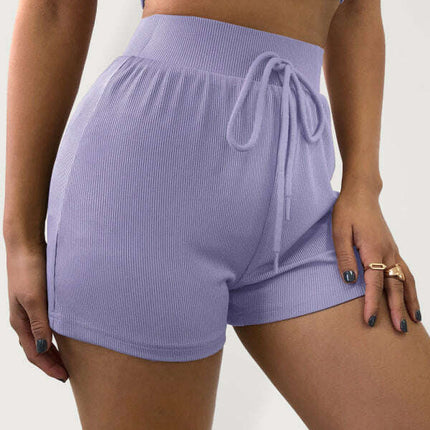 Women's knitted casual all-match ribbed shorts - Très Elite