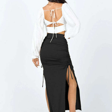 Women's knitted slit slim fit hip skirt - Très Elite