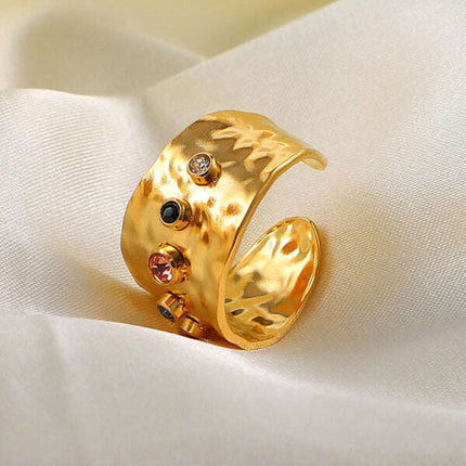 Women's new fashionable colorful zircon open personality ring - Très Elite