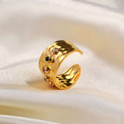 Women's new fashionable colorful zircon open personality ring - Très Elite