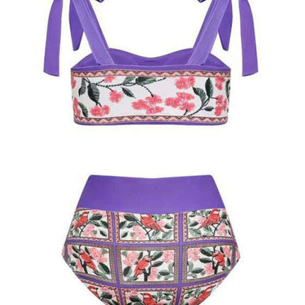 Women's new hip-hugging colorblock printed beach sun protection three-piece swimsuit - Très Elite
