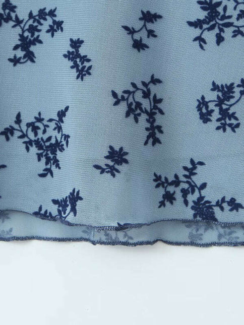 Women's new mesh printed V-neck sexy dress