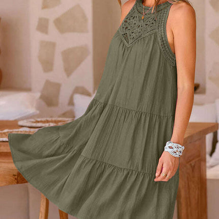 Women's new style hollow lace stitching halter neck vest dress - Très Elite