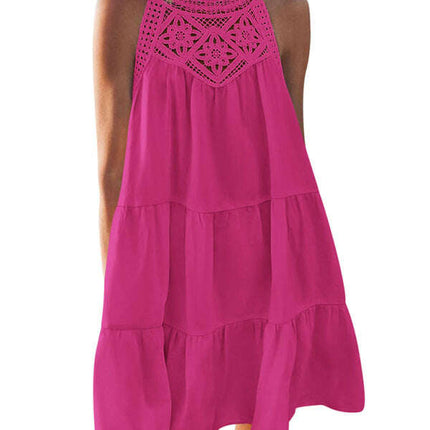 Women's new style hollow lace stitching halter neck vest dress - Très Elite