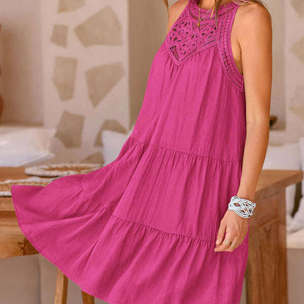 Women's new style hollow lace stitching halter neck vest dress - Très Elite