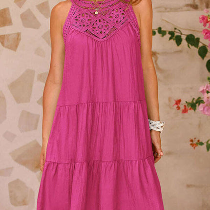 Women's new style hollow lace stitching halter neck vest dress - Très Elite