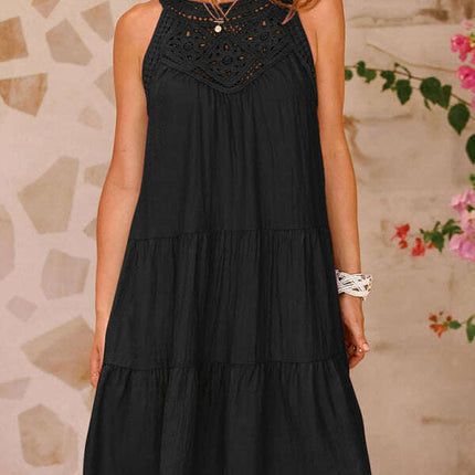 Women's new style hollow lace stitching halter neck vest dress - Très Elite