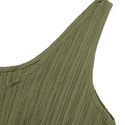 Women's simple casual solid color texture vest jumpsuit - Très Elite