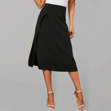 Women's slit simple solid color midi skirt - Très Elite