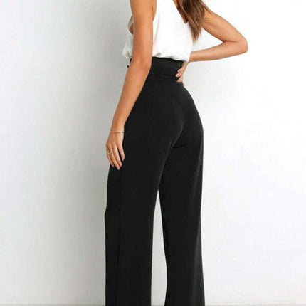 Women's trousers casual versatile wide leg trousers with belt - Très Elite