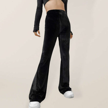 Women's velvet high waist flared casual trousers - Très Elite