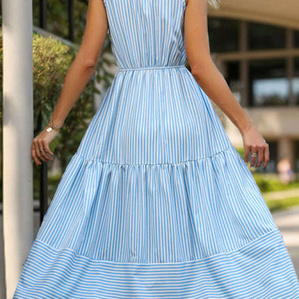 Women's vertical striped sleeveless dress - Très Elite