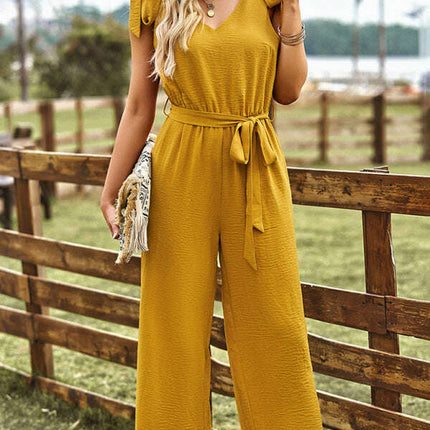 Women's woven temperament commuting waist slimming sleeveless jumpsuit - Très Elite
