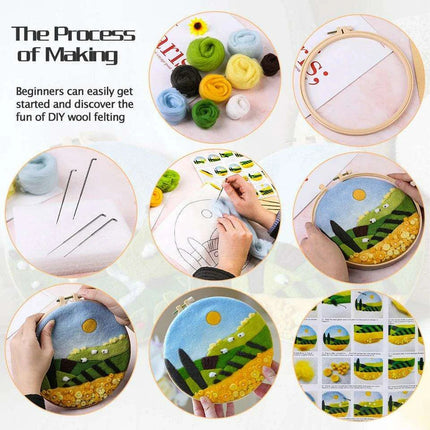 Wool Artistry Felting Kit with Embroidery Frame for Unique Creations - Très Elite
