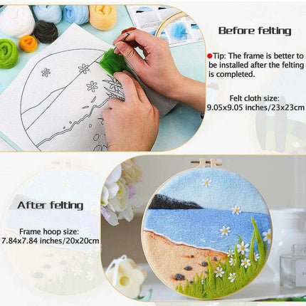 Wool Artistry Felting Kit with Embroidery Frame for Unique Creations - Très Elite