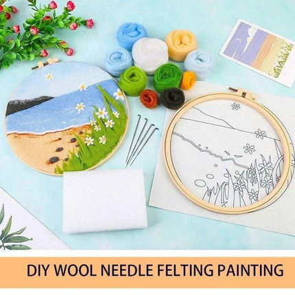 Wool Artistry Felting Kit with Embroidery Frame for Unique Creations - Très Elite