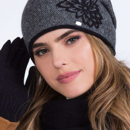Woolen Floral Herringbone Cap for Women - Très Elite