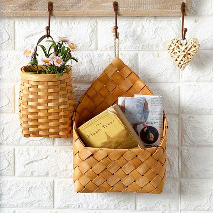 Woven Bamboo Wall Baskets for Elegant Plant and Flower Arrangement - Très Elite