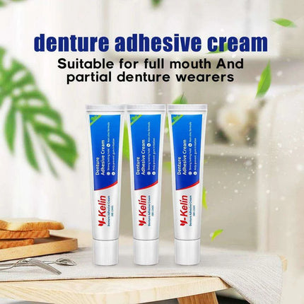 Y-Kelin Mint Flavored Denture Adhesive Cream - 120g (3 x 40g) - Reliable All-Day Secure Hold for Seniors - Très Elite