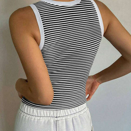 Y2K sexy sweet and spicy knitted striped contrasting top vest bottoming shirt - Très Elite