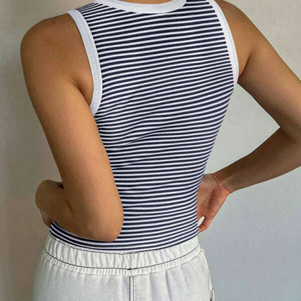 Y2K sexy sweet and spicy knitted striped contrasting top vest bottoming shirt - Très Elite