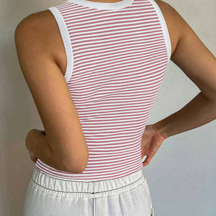 Y2K sexy sweet and spicy knitted striped contrasting top vest bottoming shirt - Très Elite
