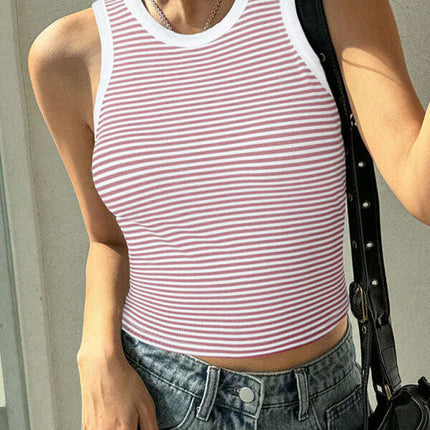Y2K sexy sweet and spicy knitted striped contrasting top vest bottoming shirt - Très Elite