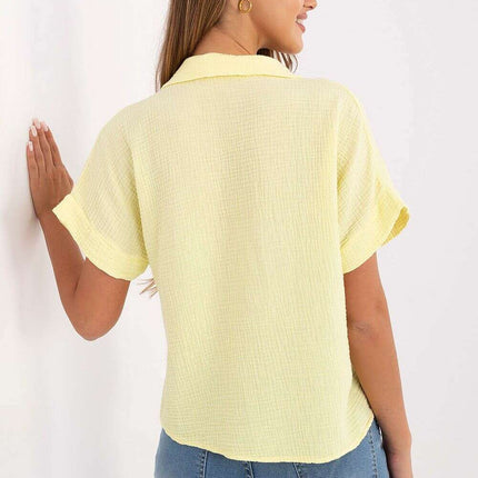 Yellow Cotton Muslin Short Sleeve Shirt Model 215929 - Très Elite