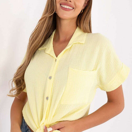 Yellow Cotton Muslin Short Sleeve Shirt Model 215929 - Très Elite