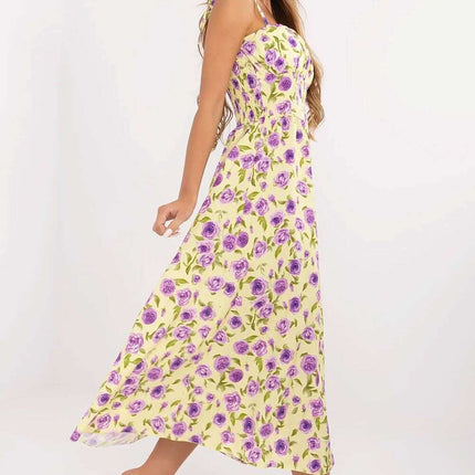 Yellow Day Dress 213309 Midi Tied Straps Neckline Everyday - Très Elite