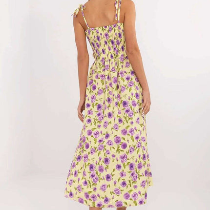 Yellow Day Dress 213309 Midi Tied Straps Neckline Everyday - Très Elite