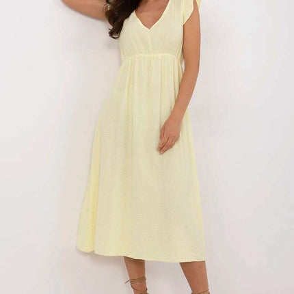 Yellow Day Dress 213556 Midi Length Cotton Lightweight
