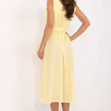 Yellow Day Dress 215558 Flared Sleeveless Summer Dress - Très Elite