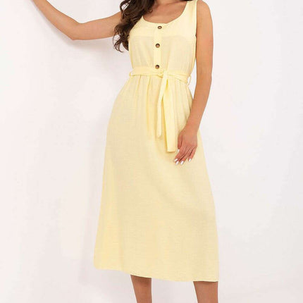 Yellow Day Dress 215558 Flared Sleeveless Summer Dress