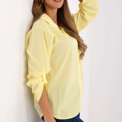 Yellow Plaid Long Sleeve Shirt for Women Model 210005 - Très Elite