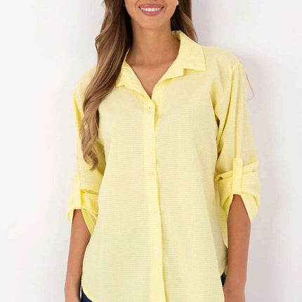 Yellow Plaid Long Sleeve Shirt for Women Model 210005 - Très Elite