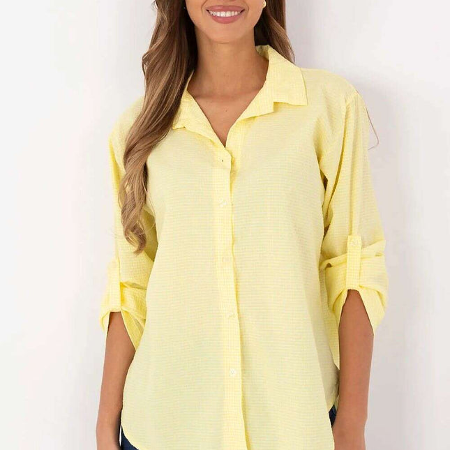 Yellow Plaid Long Sleeve Shirt for Women Model 210005