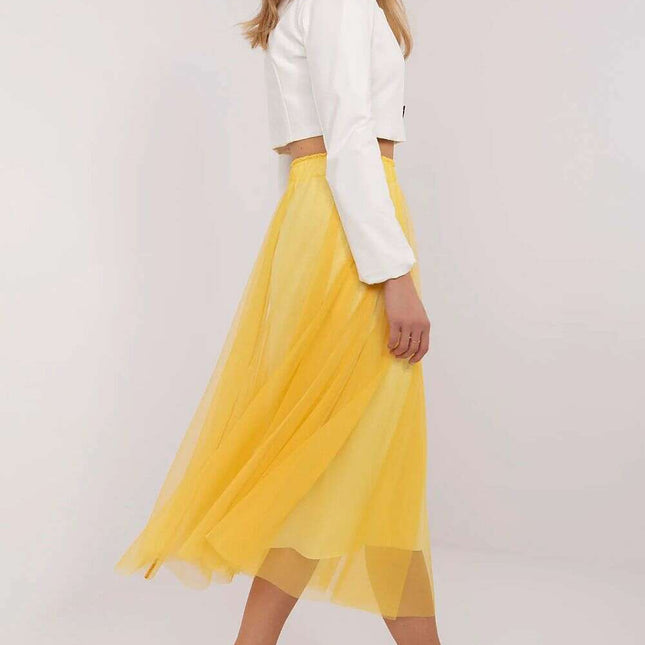 Yellow Tulle Midi Skirt Model 209831 By Italy Moda Label