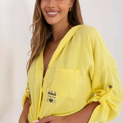 Yellow Womens Shirt Model 213247 Muslin Cotton Casual - Très Elite