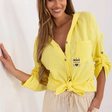 Yellow Womens Shirt Model 213247 Muslin Cotton Casual - Très Elite