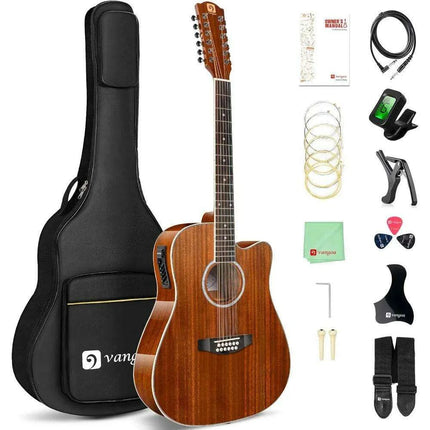 Young Musician's Premium 12 String Acoustic Electric Guitar with Sapele Body - Très Elite