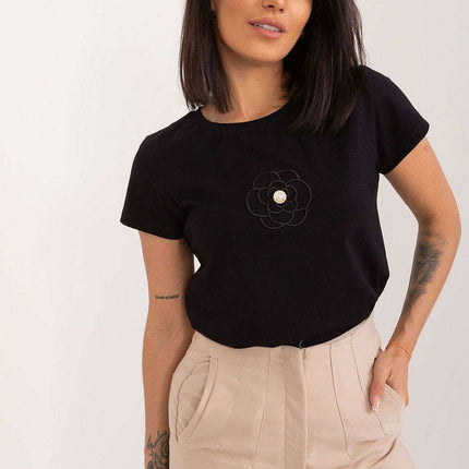 Zircon-Accented Floral Cotton Top