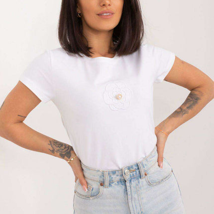 Zircon-Accented Floral Cotton Top